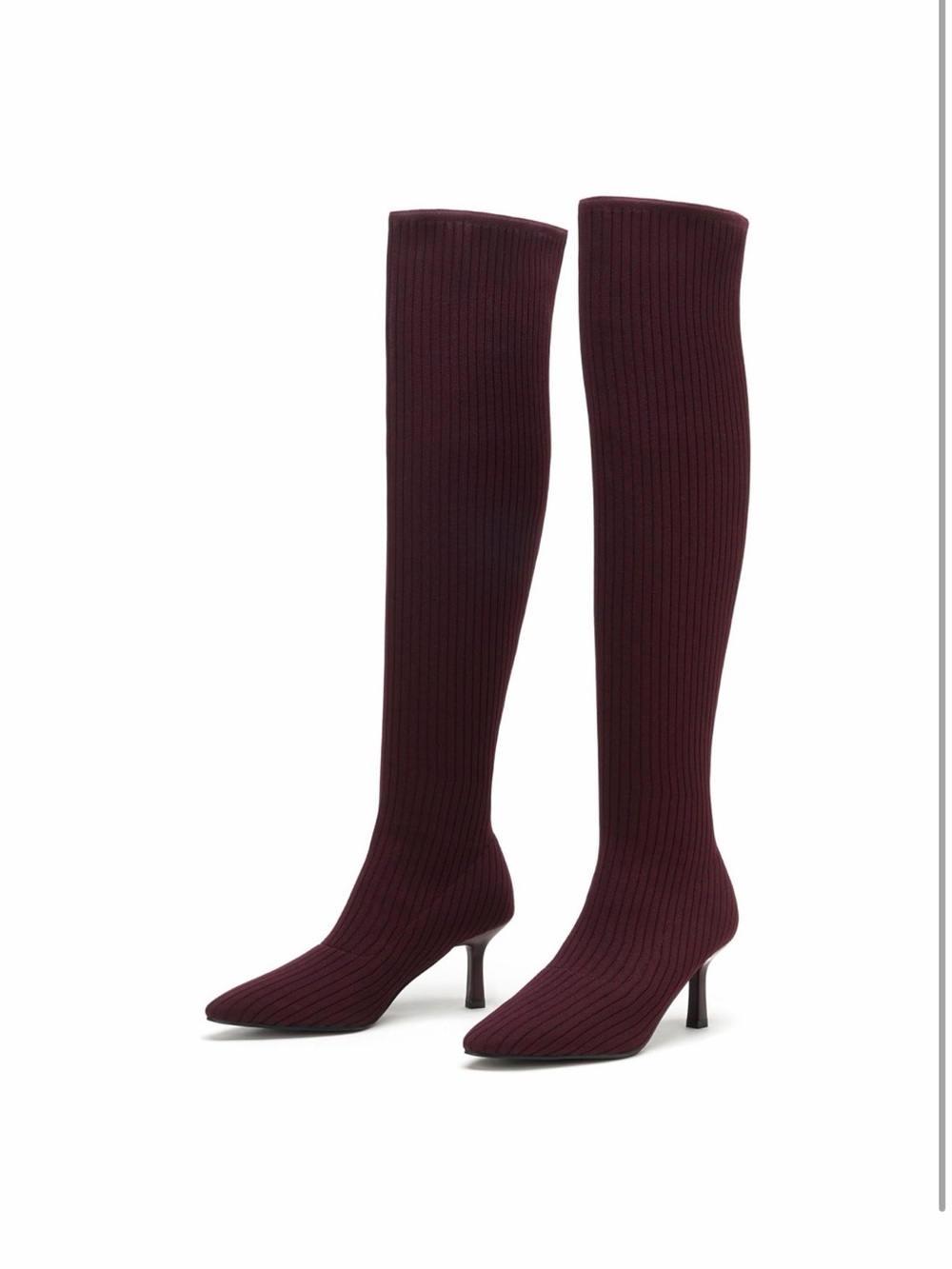 Women's over-the-knee knitted boots, high heel, high socks, pointed boots